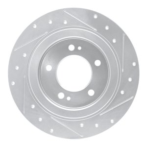 Hyundai SONATA Brake Rotor (1) - Rear Left - R1 Concepts - Drilled & Slotted - Silver - `13-`25